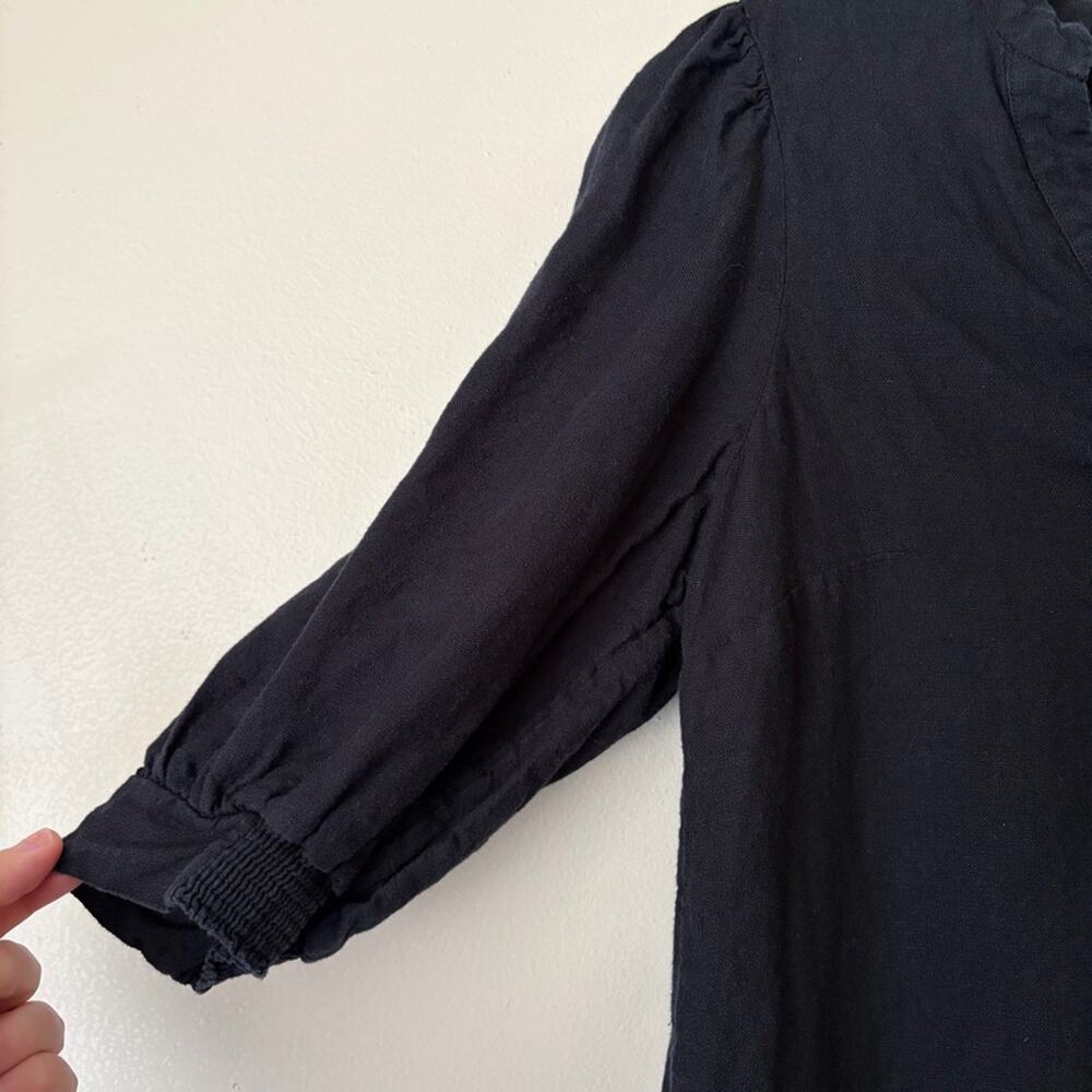 Lilly Pulitzer | Mialeigh Linen Mini Dress Elbow Puff Sleeves Relaxed Black SZ 0 - Picture 6 of 9